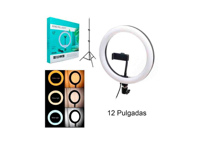 ARO DE LUZ  GLAM BEAUTY 12" 3 LUCES + TRIP. LA003 MAS TRIPODE LA003