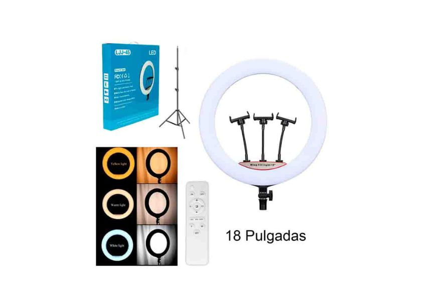 ARO LUZ 18" GLAM BEAUTY CON CONTROL REMOTO 3PORTA CELULAR .+TRIP.ODE LA005