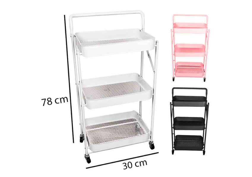 CARRO AUXILIAR GLAM BEAUTY MULTIUSO METAL DS774