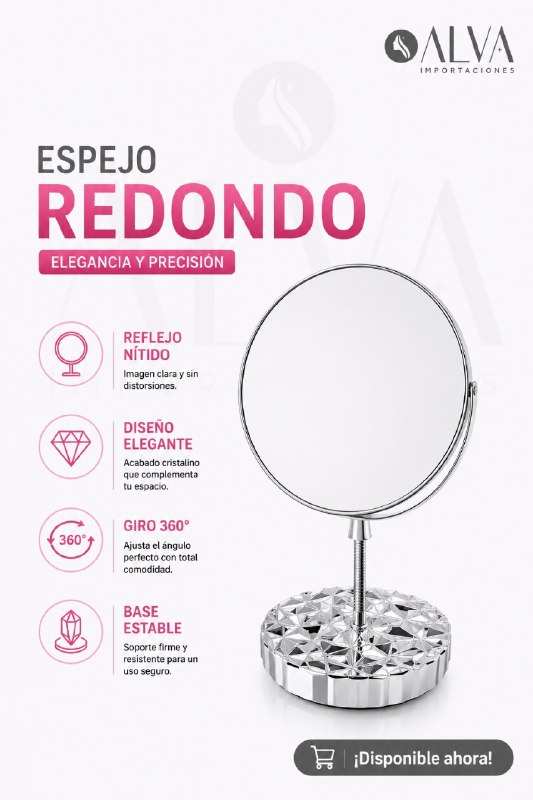 ESPEJO CIRCULAR DE COLOR ORO ROSA CON UN DIAMETRO DE 16CM IM-119