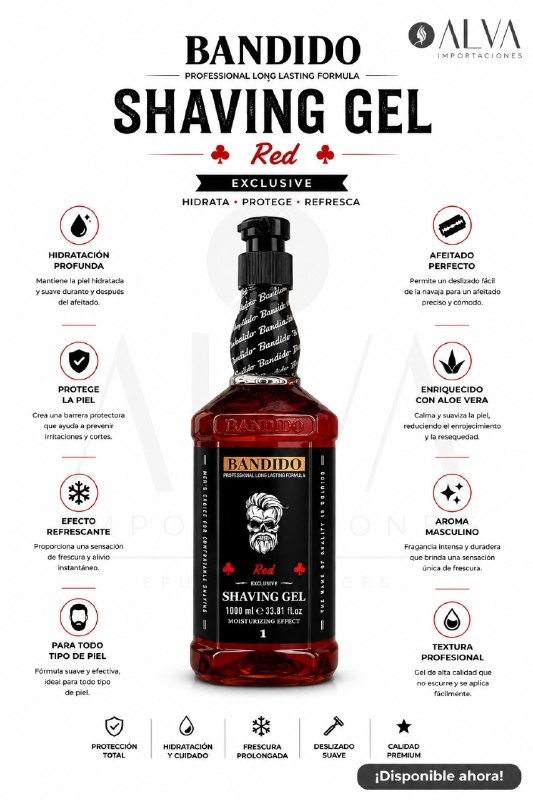 BANDIDO GEL SHAVING GEL RED 1000ML
