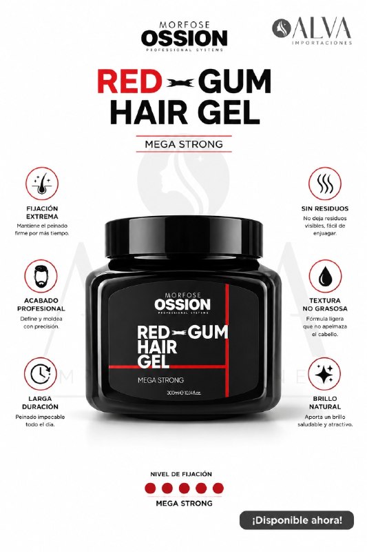 GEL MORFOSE OSSION RED GUM MEGA STRONGS 300ML