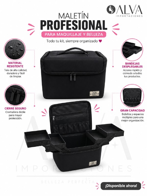 MALETIN ORGANIZADOR ROSADO GLAM BEAUTY VNC634