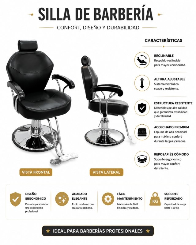 SILETI SILLA PELUQUERIA EXAGONAL NEGRO 2000-1 ST-2000-1