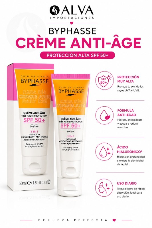 PROTECTOR SOLAR BYPHASSE ANTIEDAD SPF50 3 EN 1 50ML